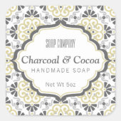 Bloemenpatroon Vrouwelijk Grijs Beige Zeep Label (Voorkant)