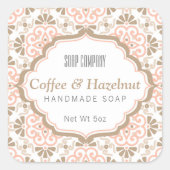 Bloemenpatroon Vrouwelijke koraal zeep vierkant la Vierkante Sticker (Voorkant)