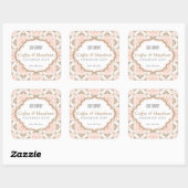 Bloemenpatroon Vrouwelijke koraal zeep vierkant la Vierkante Sticker (Vel)