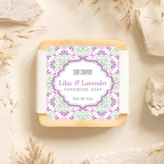 Bloemenpatroon Vrouwelijke Paarse zeep vierkant la Vierkante Sticker