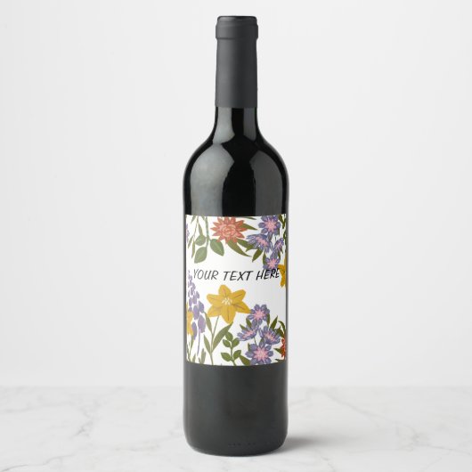 bloemenpatroon wijn etiket (Voorkant)