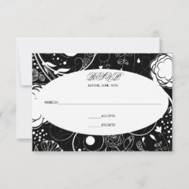 Bloemenpatroon Zwart/Wit - RSVP Kaartje