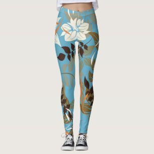 Bloemenpatroonillustratie: naadloze rug leggings