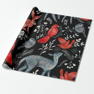 Bloemenpatroonontwerpen in folk-art stijl cadeaupapier