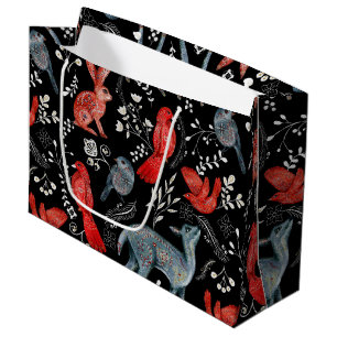 Bloemenpatroonontwerpen in folk-art stijl groot cadeauzakje