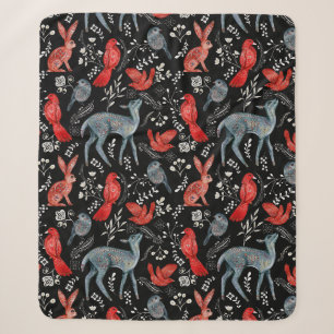 Bloemenpatroonontwerpen in folk-art stijl sherpa deken