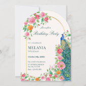 Bloemenpauw verjaardag kaart (Voorkant)