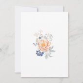 Bloemenperzik Blush Blauw Doopsel Kaart (Achterkant)