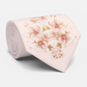 Bloemenperzik Elegante speciale gelegenheid Stropdas (Opgerold)