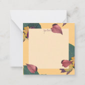 Bloemenperzik en groene bladeren notitiekaartje (Achterkant)