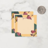 Bloemenperzik en groene bladeren notitiekaartje (Voorkant / Achterkant in situ)