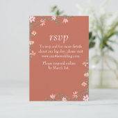 Bloemenperzik, Lila & klei bruiloft RSVP Kaart (Staand voorkant)