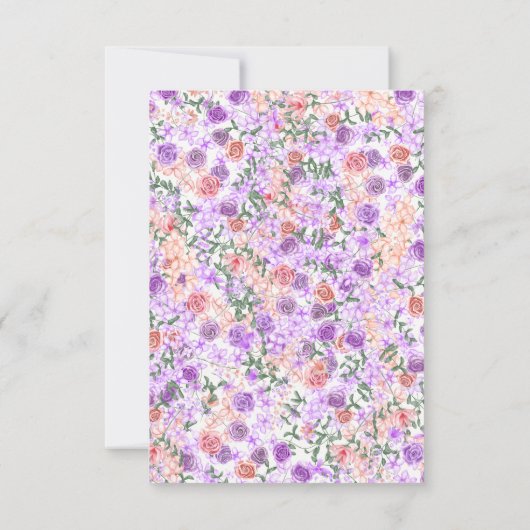 Bloemenperzik, Lila & klei bruiloft RSVP Kaart (Achterkant)