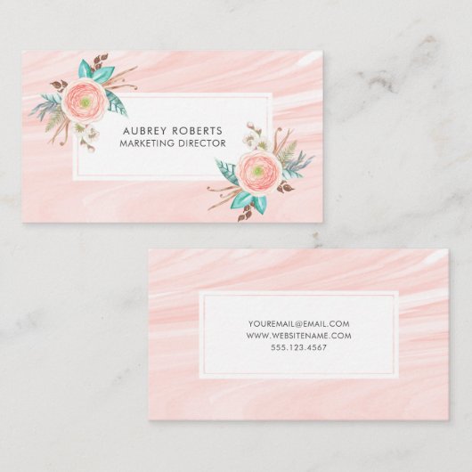  Bloemenperzik Waterverf Professional Visitekaartje (Voorkant / Achterkant)