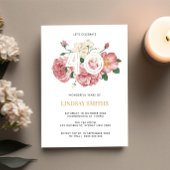 Bloemenpioenen en Rozen 40e verjaardagsuitnodiging Kaart