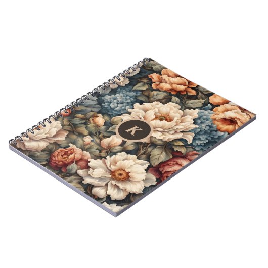 Bloemenpioenen en Rozen Monogram Notitieboek (Linkerzijde)