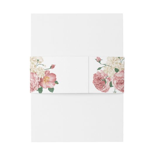 Bloemenpioenen en Rozen Uitnodigingen Wikkel (Achterkant Voorbeeld)