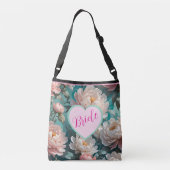 Bloemenpioenen multi Print bruid Canvas tas (Achterkant)