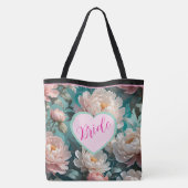 Bloemenpioenen multi Print bruid Canvas tas (Achterkant)