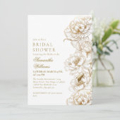 Bloemenpioenen wit gouden elegante Vrijgezellenfee Kaart (Staand voorkant)