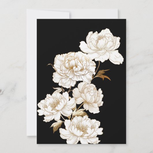 Bloemenpioenen wit gouden elegante Vrijgezellenfee Kaart (Achterkant)