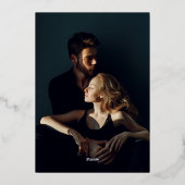 Bloemenpioenen wit gouden foto opslaan de datum folie uitnodiging (Achterkant)