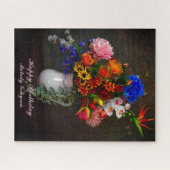 Bloemenpitcher stilleven gepersonaliseerde verjaar legpuzzel (Horizontaal)