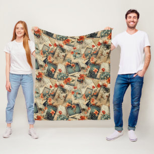bloemenplakboekpatroon fleece deken