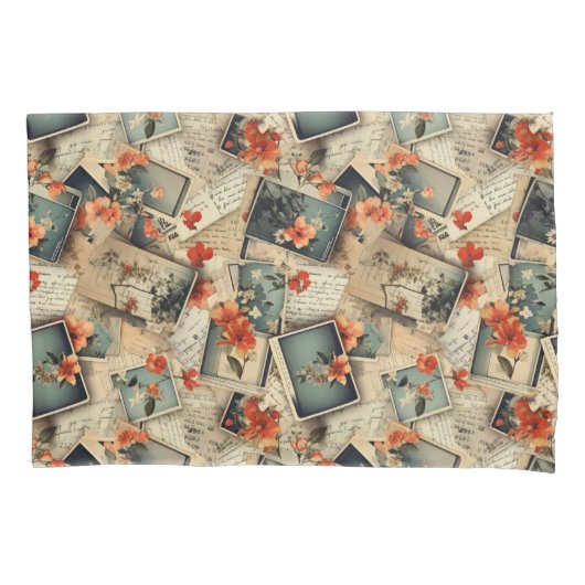 bloemenplakboekpatroon kussensloop (Voorkant-Links)