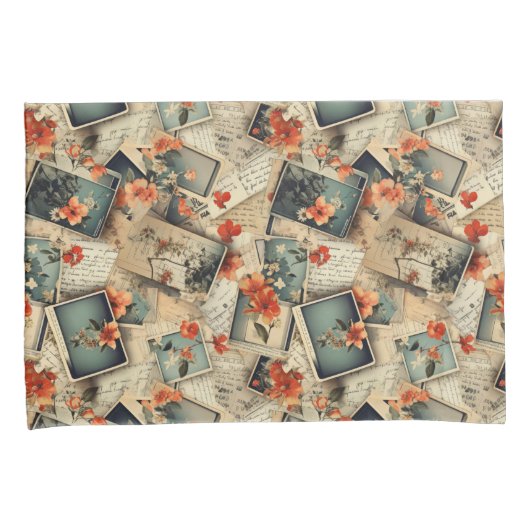 bloemenplakboekpatroon kussensloop (Voorkant-Rechts)