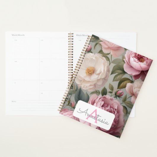  Bloemenplanner met naam en monogram Planner (Display)