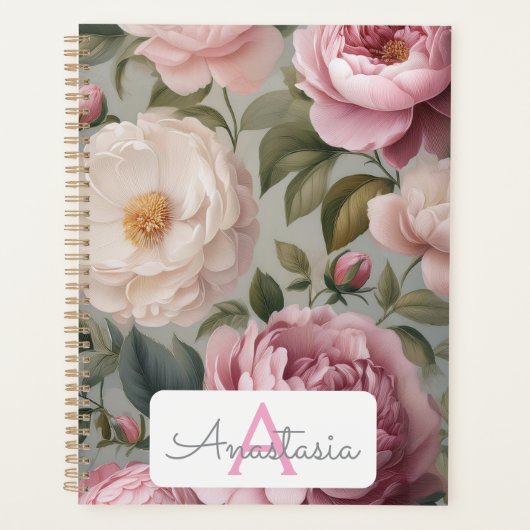 Bloemenplanner met naam en monogram Planner (Voorkant)