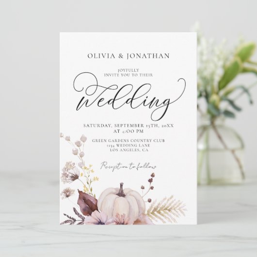 Bloemenpompoen Alles in 1 Budget QR Code Bruiloft Kaart (Staand voorkant)