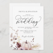 Bloemenpompoen Alles in 1 Budget QR Code Bruiloft Kaart (Voorkant / Achterkant)