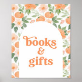 Bloemenpompoen Baby shower boeken en geschenken te Poster (Voorkant)