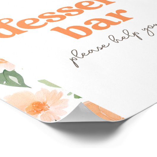 Bloemenpompoen Baby shower Dessert Tafelteken Poster (Hoek)