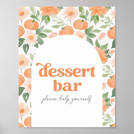Bloemenpompoen Baby shower Dessert Tafelteken Poster (Voorkant)