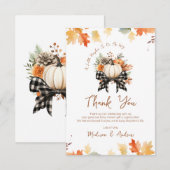 Bloemenpompoen Baby shower met gepleisterd lint Bedankkaart (Voorkant / Achterkant)