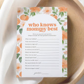 Bloemenpompoen Baby shower Wie kent mama het beste Kaart