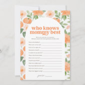 Bloemenpompoen Baby shower Wie kent mama het beste Kaart (Voorkant)