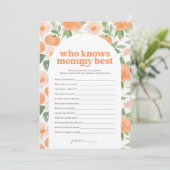 Bloemenpompoen Baby shower Wie kent mama het beste Kaart (Staand voorkant)
