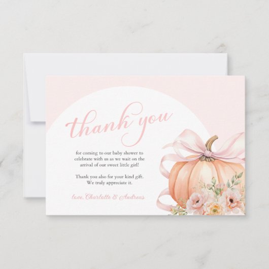 Bloemenpompoen boog Baby shower Bedankkaart (Voorkant)
