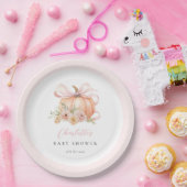 Bloemenpompoen boog Baby shower Papieren Bordje (Feest)