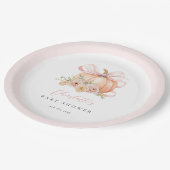 Bloemenpompoen boog Baby shower Papieren Bordje (Gekanteld)