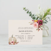 Bloemenpompoen bruiloft repetitie diner uitnodigin kaart (Staand voorkant)