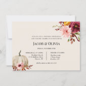 Bloemenpompoen bruiloft repetitie diner uitnodigin kaart (Voorkant)