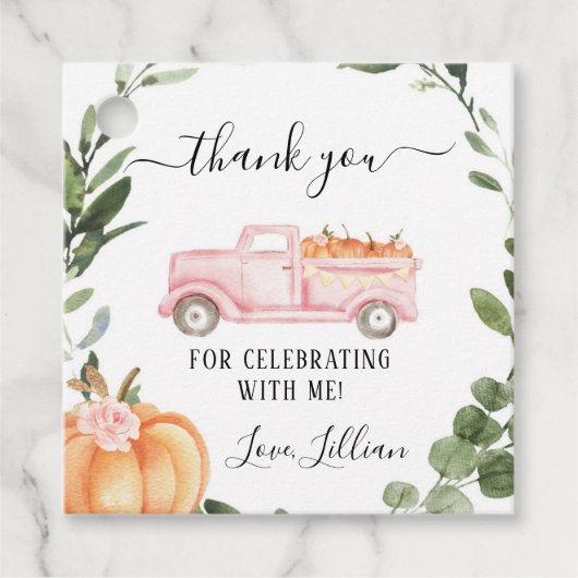 Bloemenpompoen Dank u Label (Voorkant)