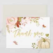 Bloemenpompoen dank u Rustieke Herfst Herfstdouche Bedankkaart (Voorkant / Achterkant)