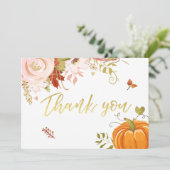 Bloemenpompoen dank u Rustieke Herfst Herfstdouche Bedankkaart (Staand voorkant)