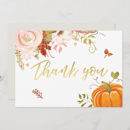 Bloemenpompoen dank u Rustieke Herfst Herfstdouche Bedankkaart (Voorkant / Achterkant)
